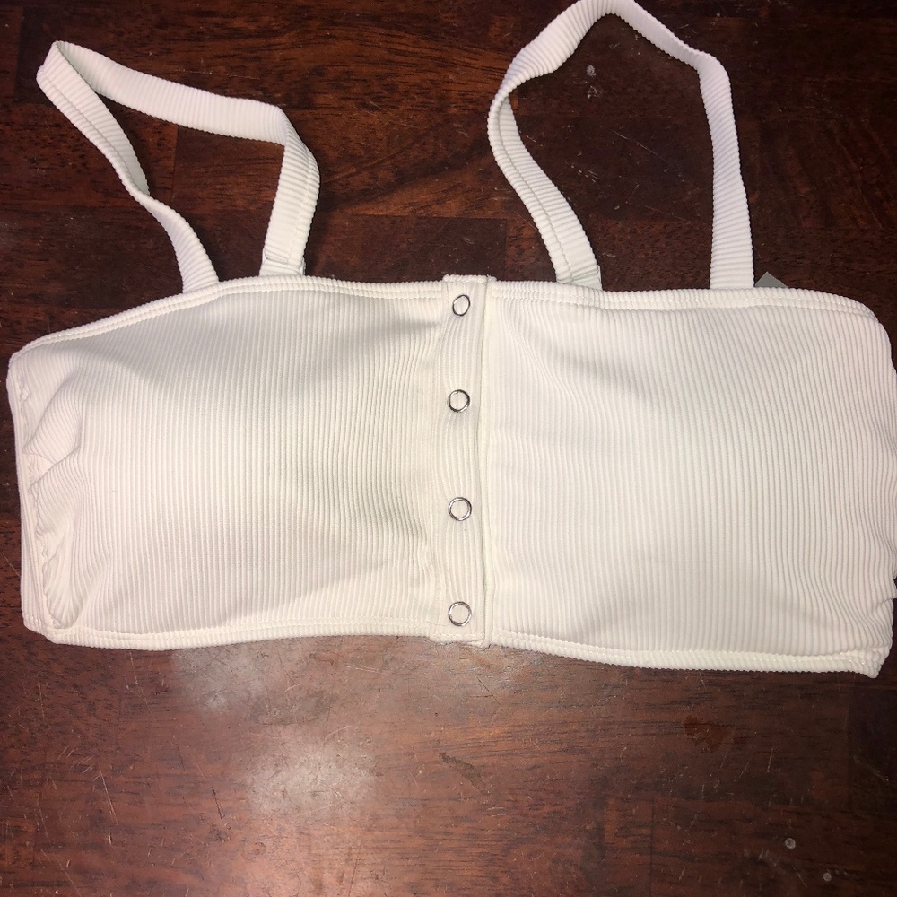 WHITE BANDEAU BIKINI TOP